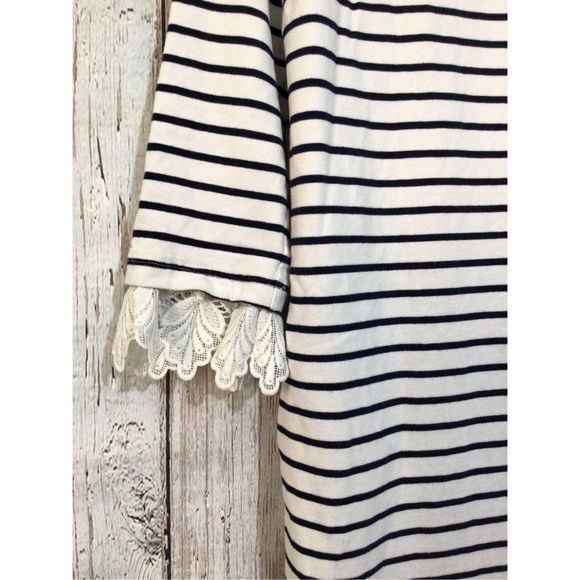 ELLISON Size Small Sweatshirt Dress with Lace Accents Black & White Striped ~ Po - Picture 4 of 11